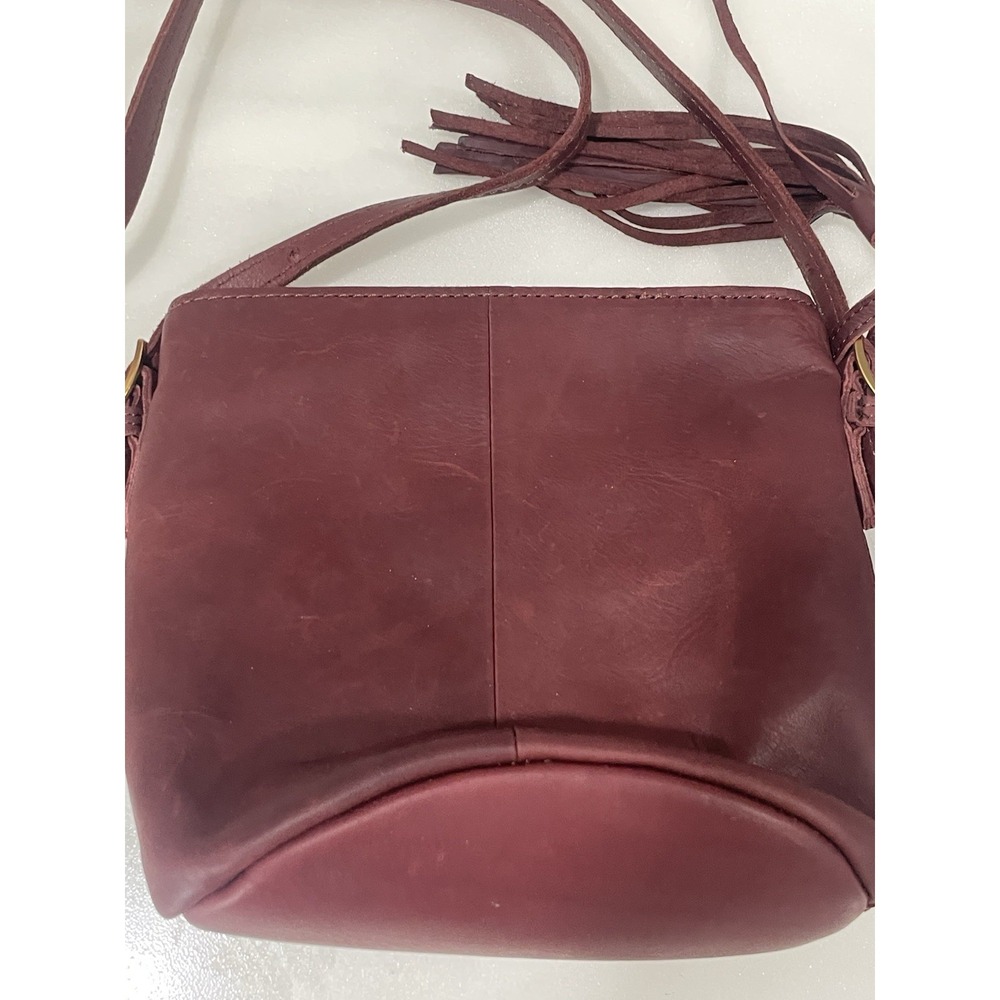 Margot New York Mini Bucket Tote Bag Burgundy Soft Leather Tassel Crossbody - Picture 5 of 8